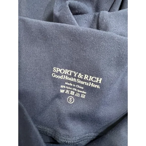Sporty & Rich Syracuse Flared Legging in Navy/White